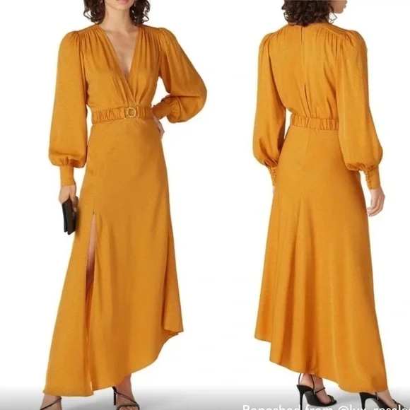 Ronny Kobo Estelle Silk Dress in Yellow ๐ป Revolve sz Medium - Picture 3 of 15